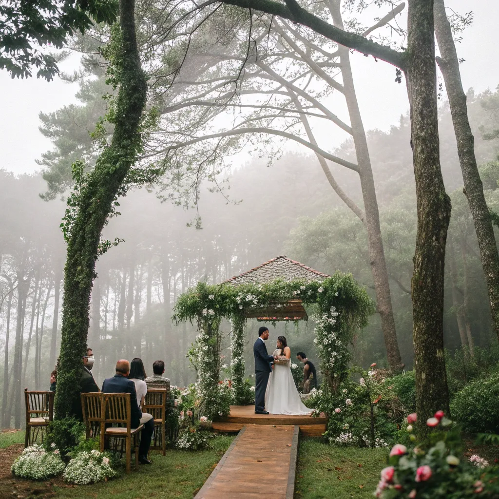 Beautifully arranged intimate outdoor wedding